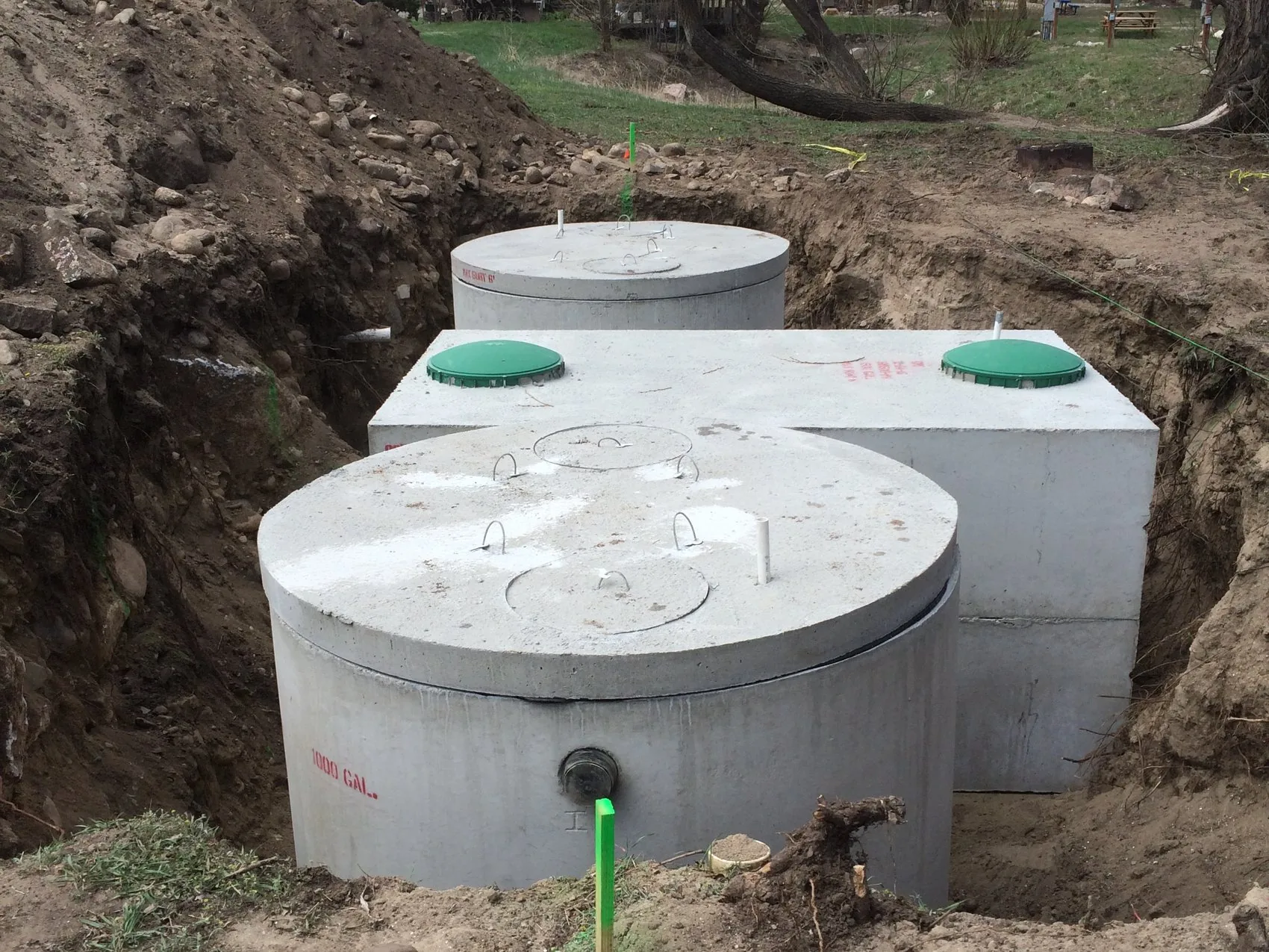 Concrete tanks set into an open excavation on a Rudkin site